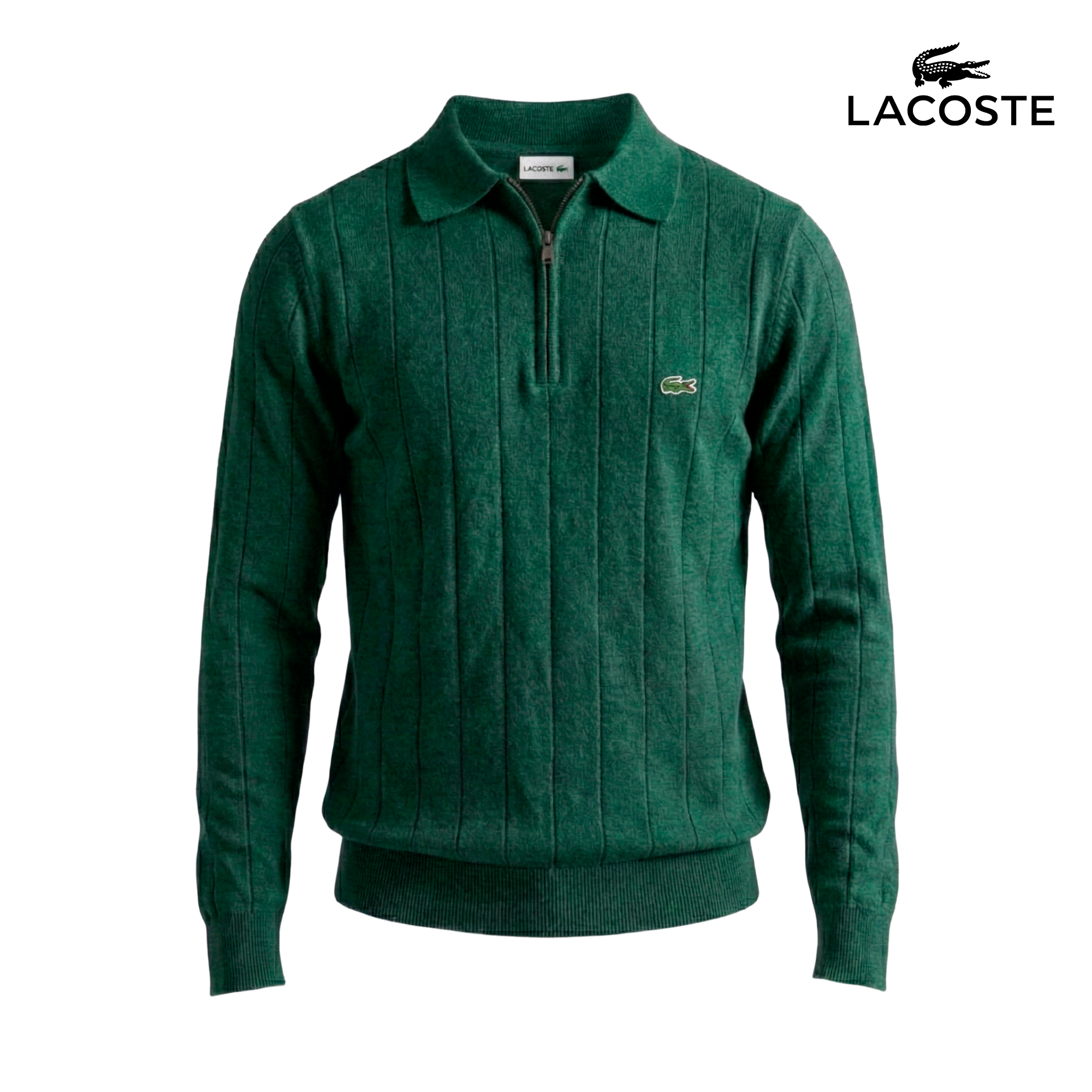 Maglione classico con zip a coste
